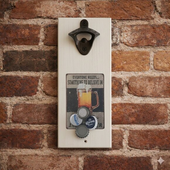 Silver Fox Woodcrafts Other - Magnetic Beer Bottle Opener wi. Retro Beer Sign and Mounting Hardware